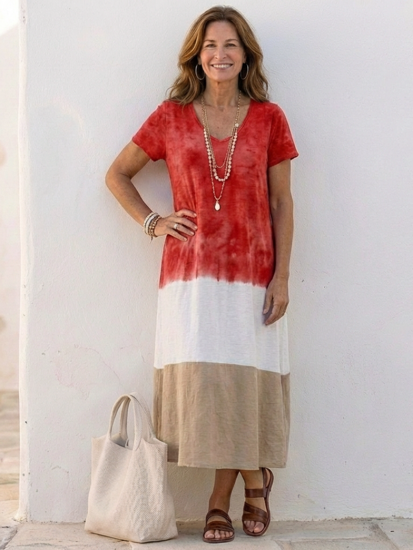 Robe midi Thailia à manches courtes