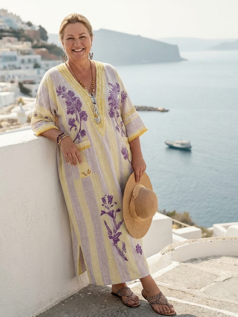 Robe longue fleurie et rayée Aurélia