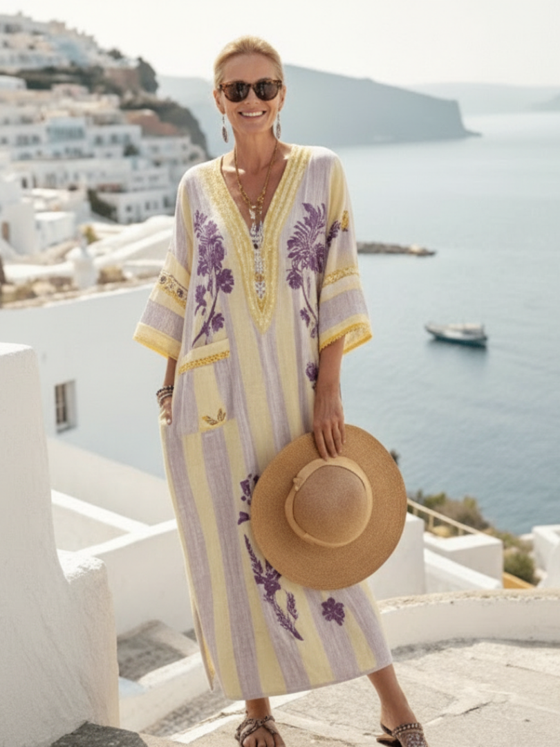 Robe longue fleurie et rayée Aurélia