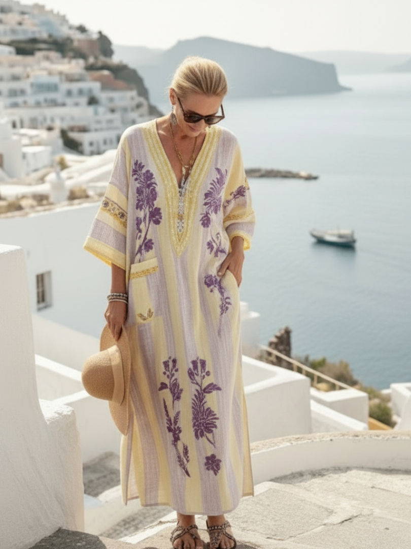 Robe longue fleurie et rayée Aurélia