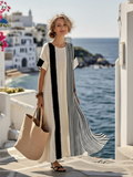 Robe longue à manches courtes rayée Elara