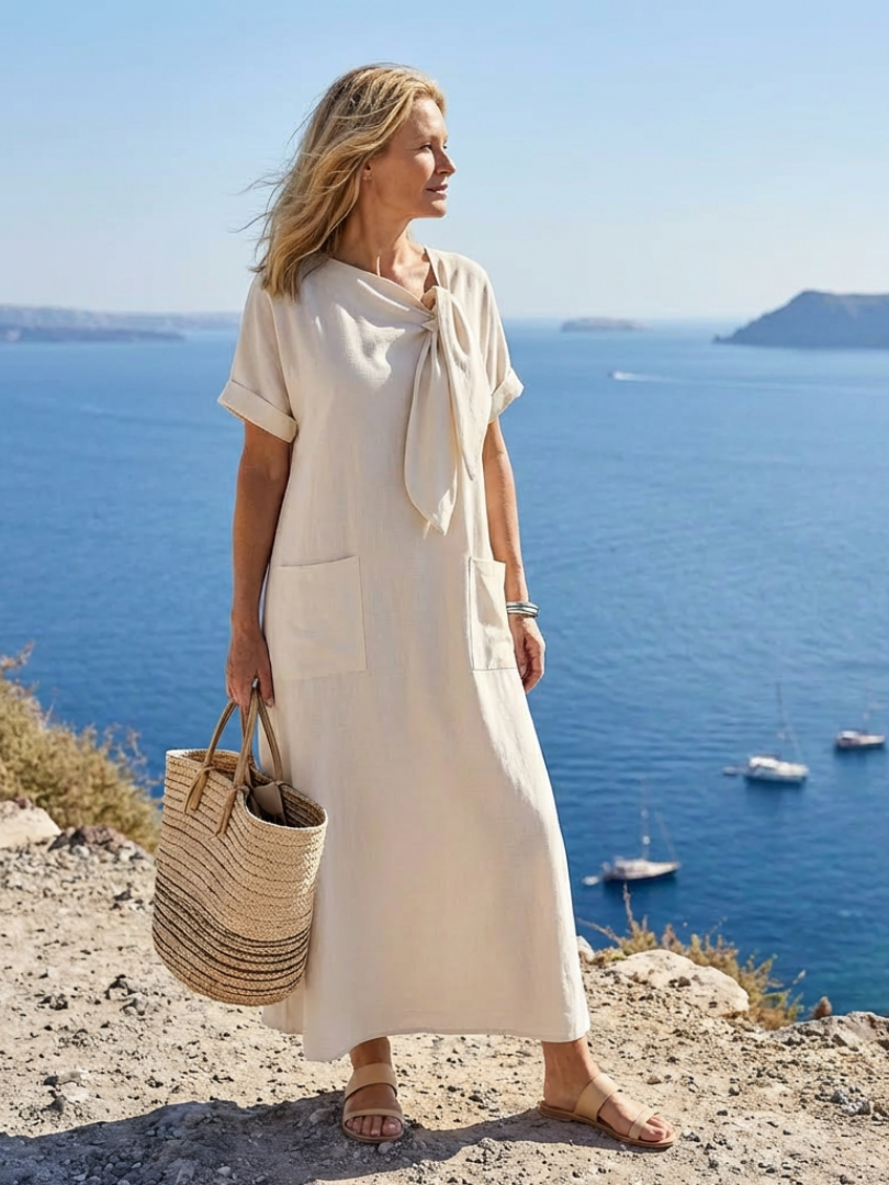 Robe Maxi à Encolure Ronde et Manches Rosalie