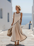 Robe longue drapée sans manches Soleia