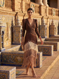 Robe à franges sauge