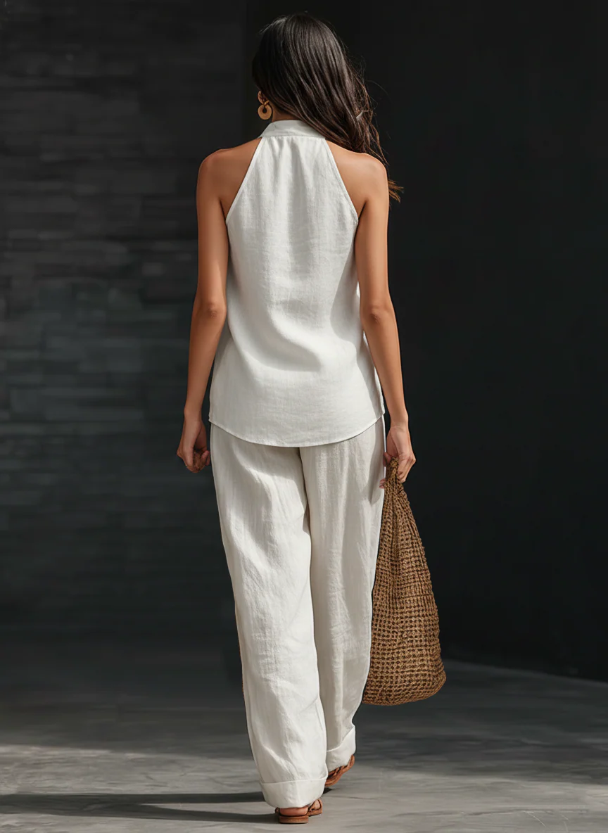 Zoë™ | Ensemble pantalon à jambes larges et sans manches