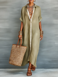 Manelle™ | Robe longue minimaliste vert olive