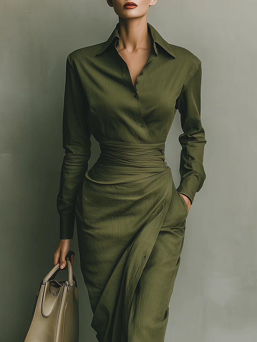 Noëlle™ | Robe longue vert militaire