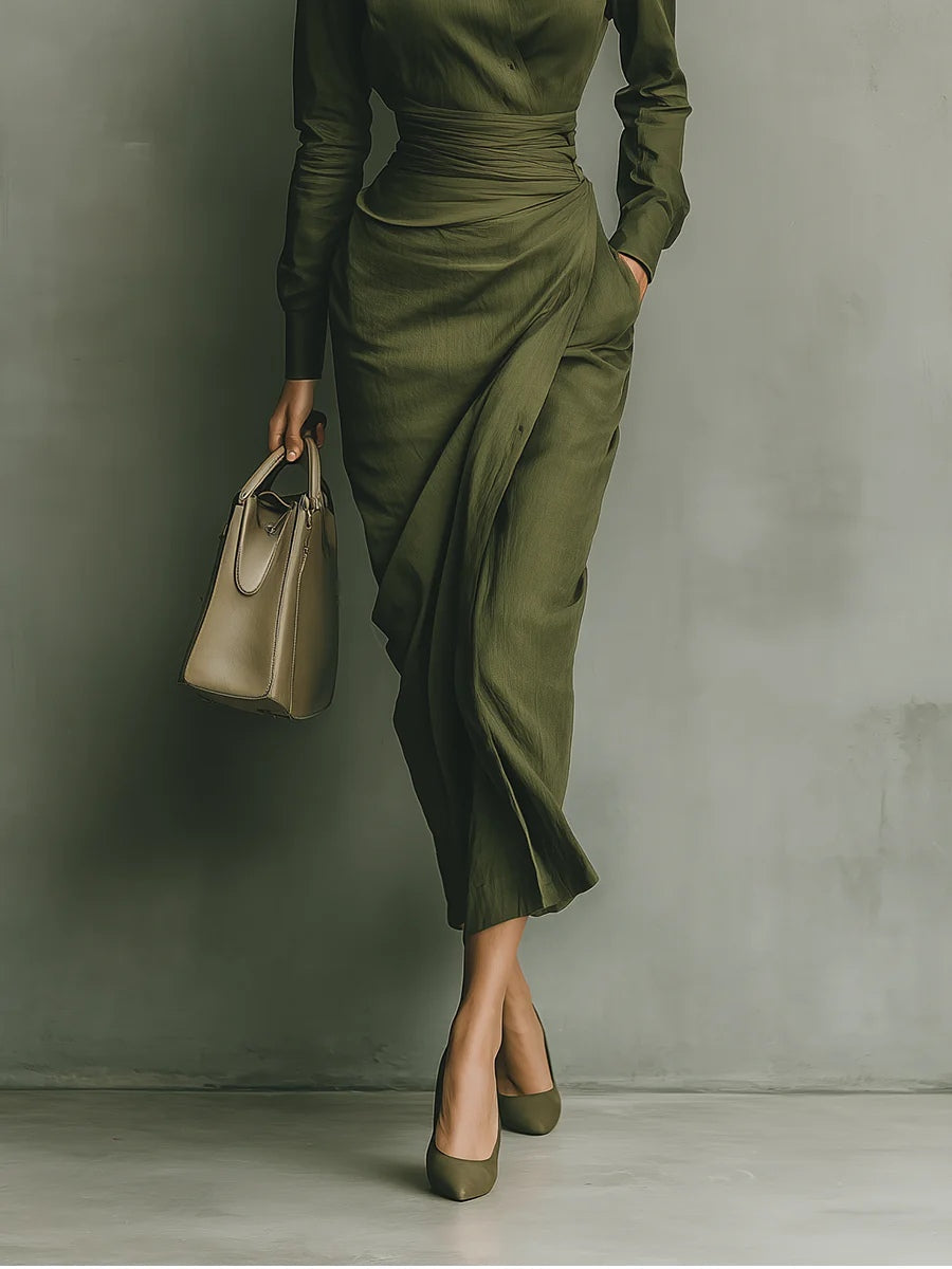 Noëlle™ | Robe longue vert militaire