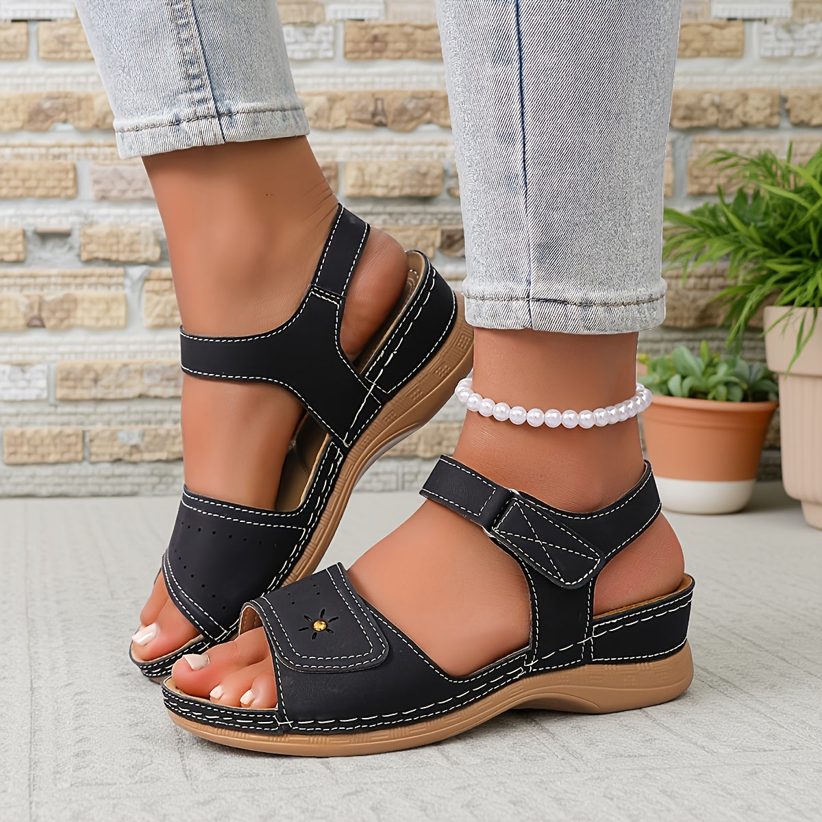 Liana Sandales d'été Velcro légères