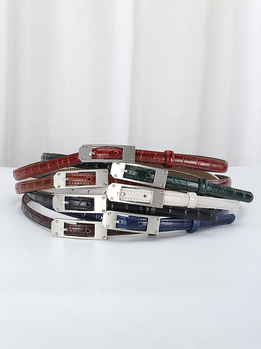 Ceinture fine pour femme tendance en cuir de crocodile