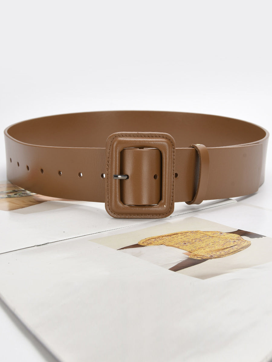 Ceinture tendance pour femme en similicuir uni avec boucle carrée