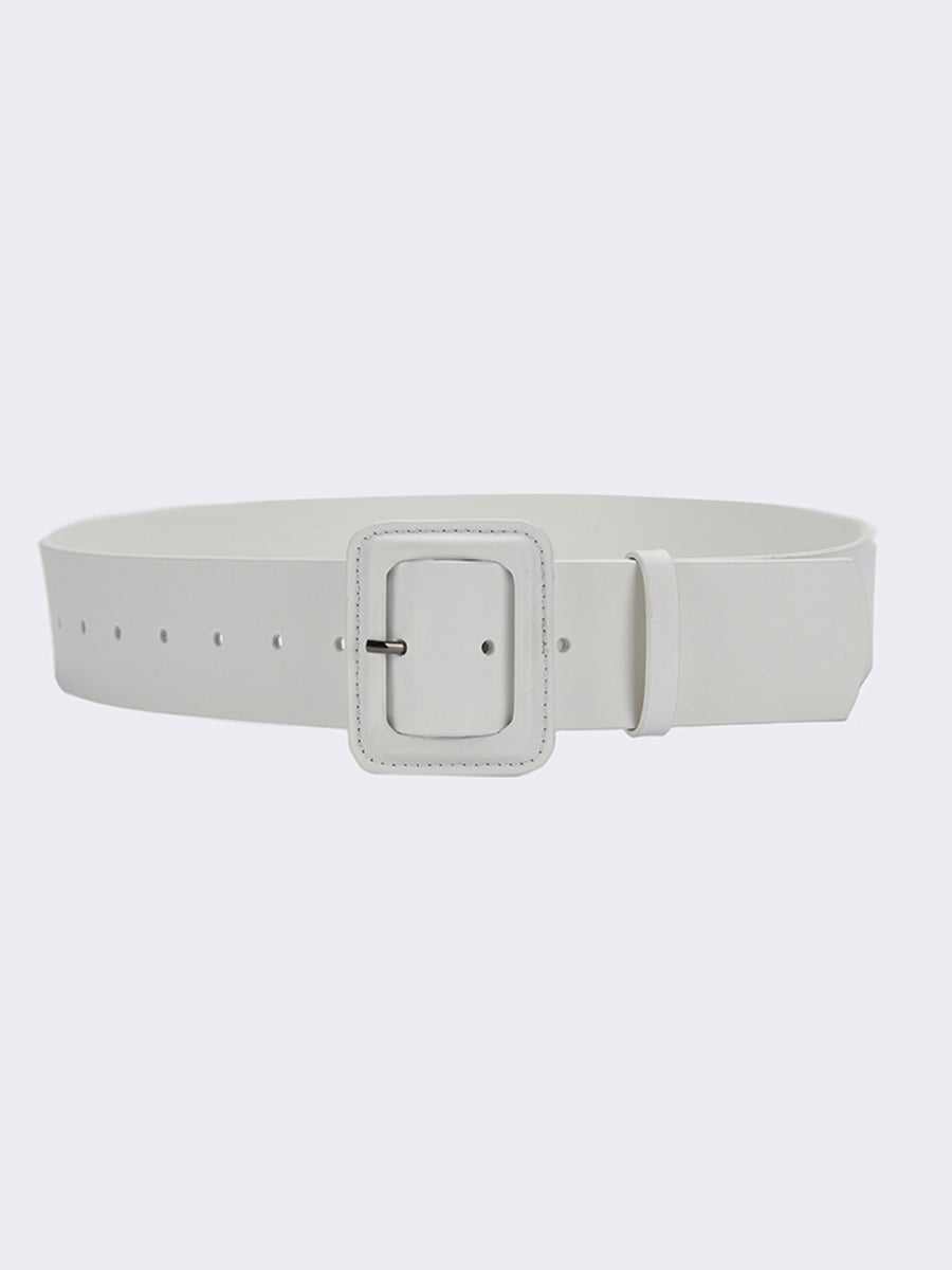 Ceinture tendance pour femme en similicuir uni avec boucle carrée