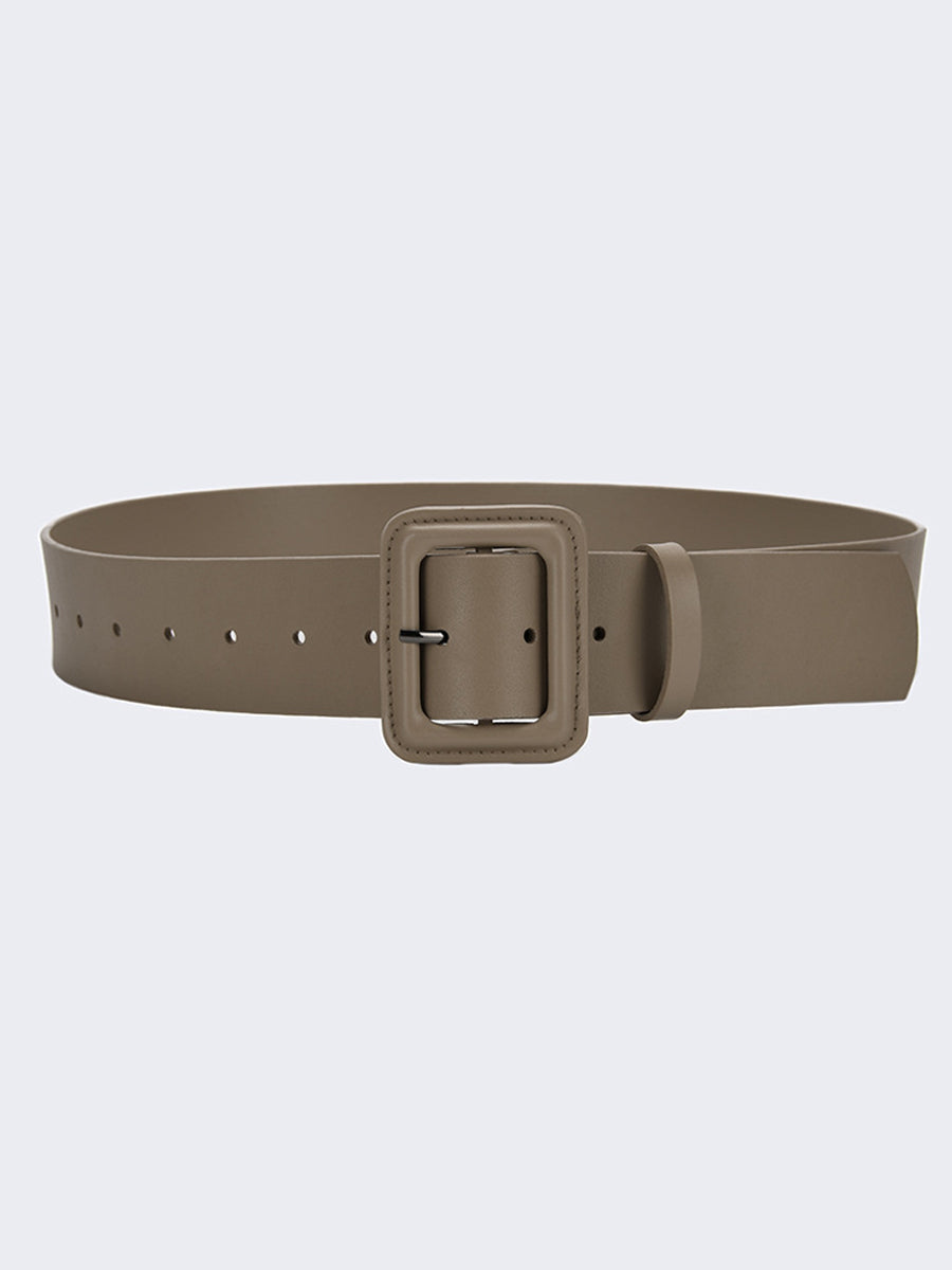 Ceinture tendance pour femme en similicuir uni avec boucle carrée
