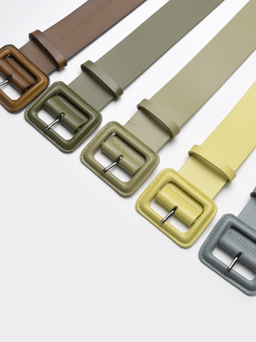 Ceinture tendance pour femme en similicuir uni avec boucle carrée