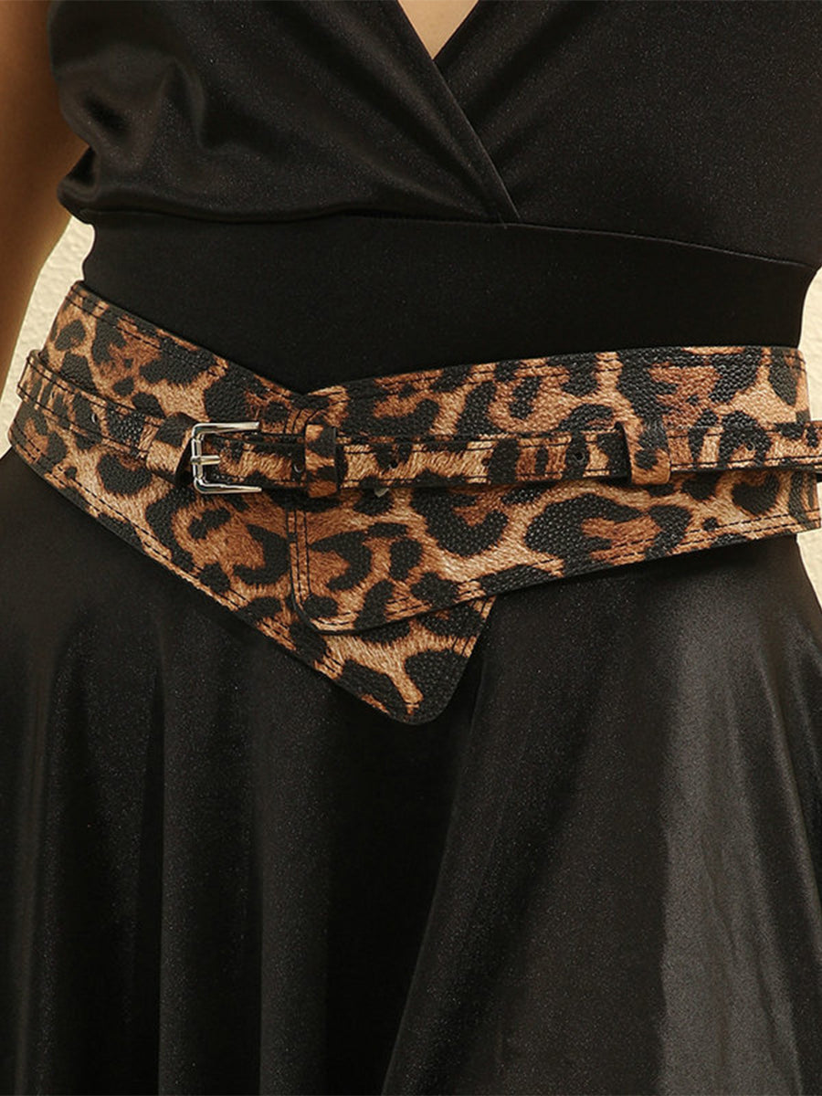 Ceinture pour femme avec imprimé léopard et design asymétrique en cuir synthétique MDA1699H0I