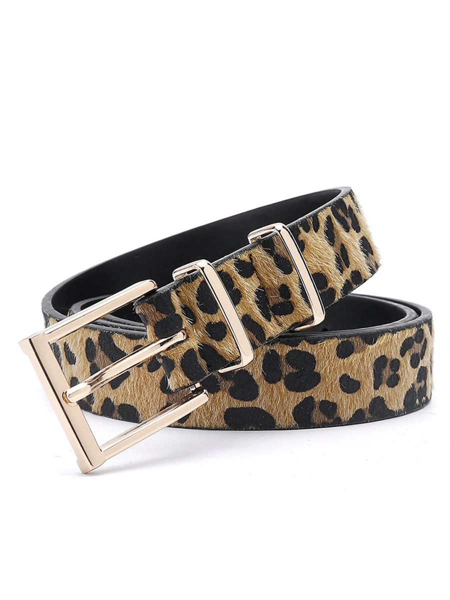 Cinturón de Mujer Creativo con Estampado de Leopardo en Pelo de Potro