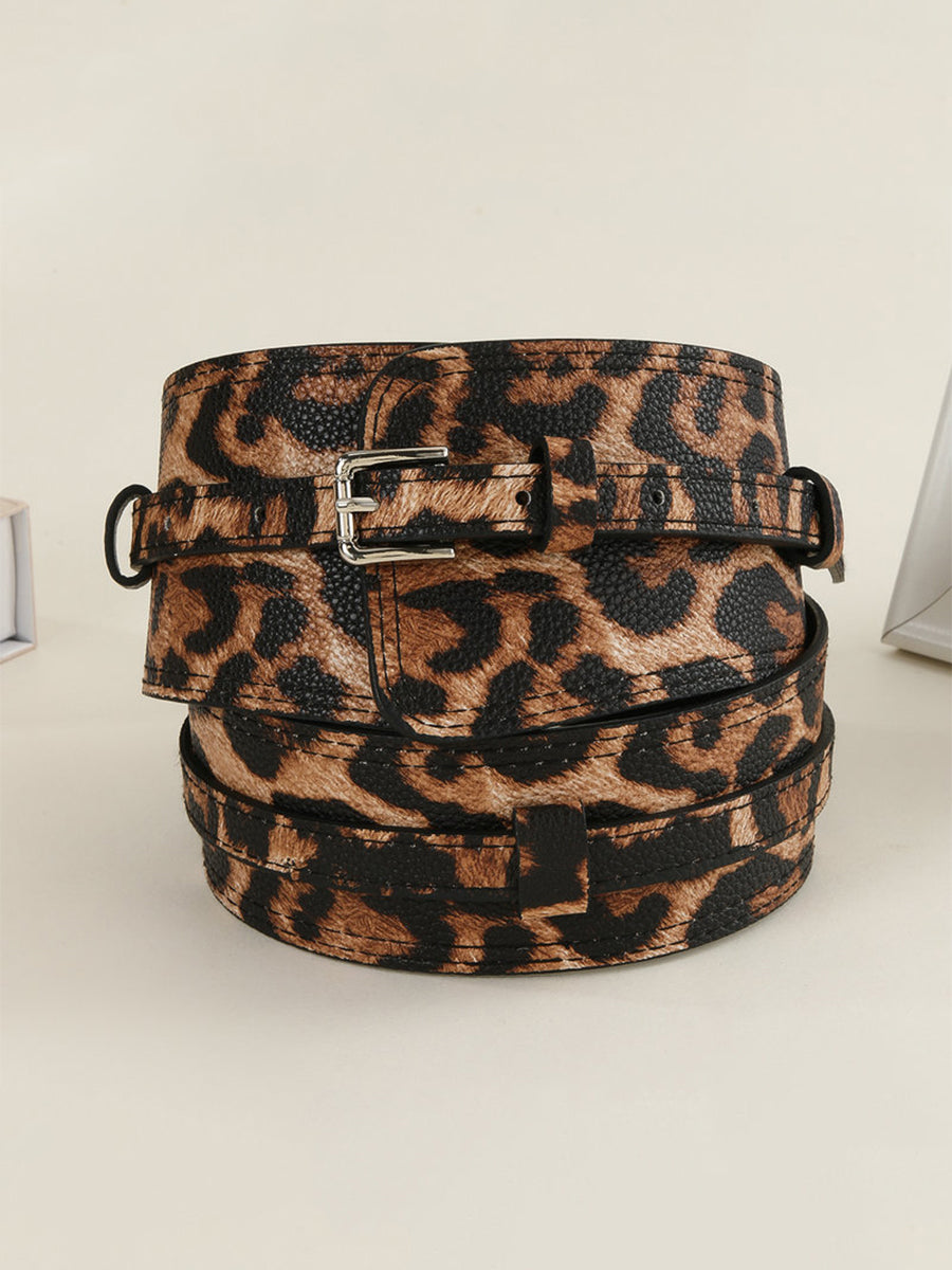 Ceinture pour femme avec imprimé léopard et design asymétrique en cuir synthétique MDA1699H0I