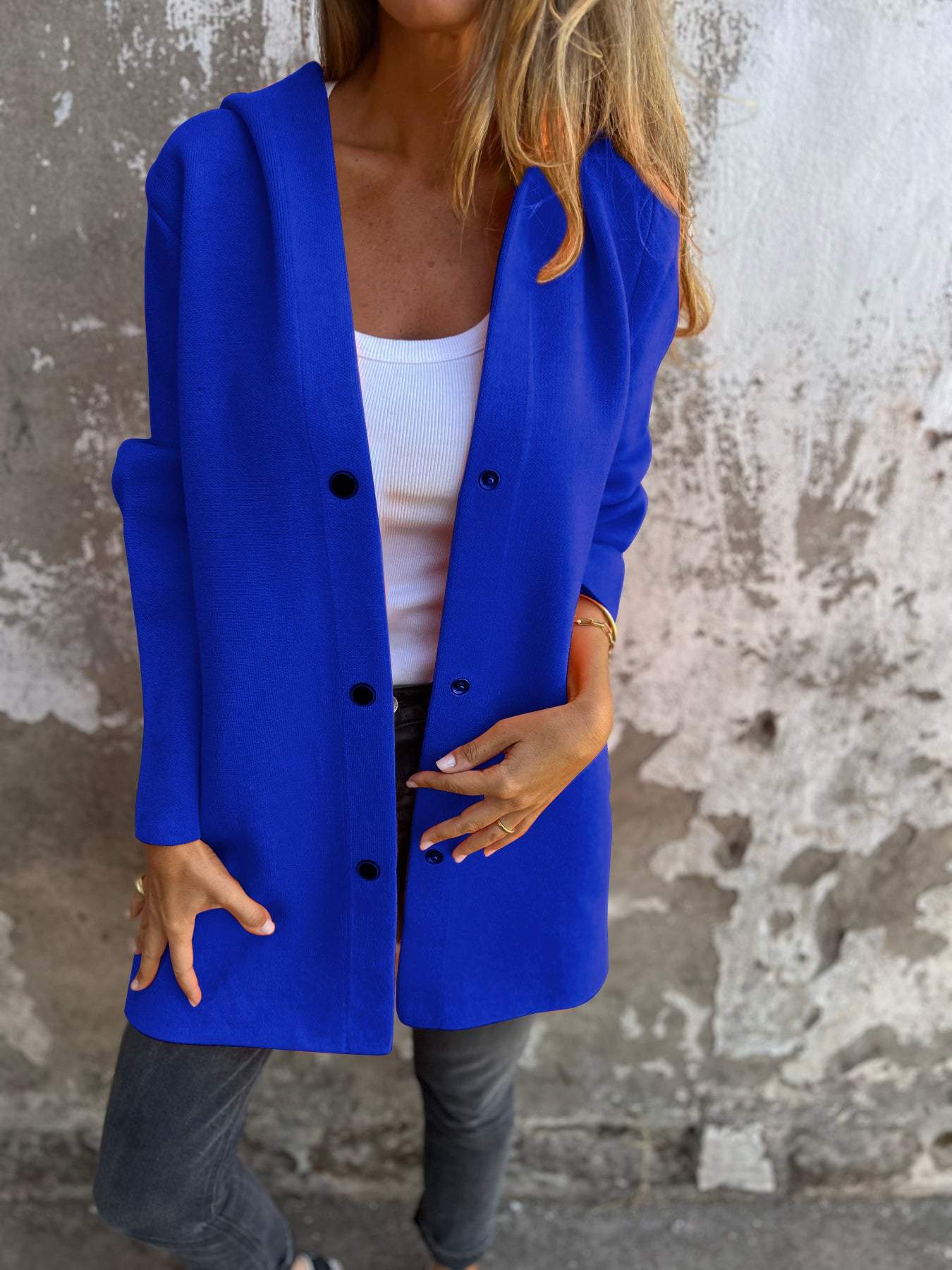 GILET LONG CHIC À CAPUCHE