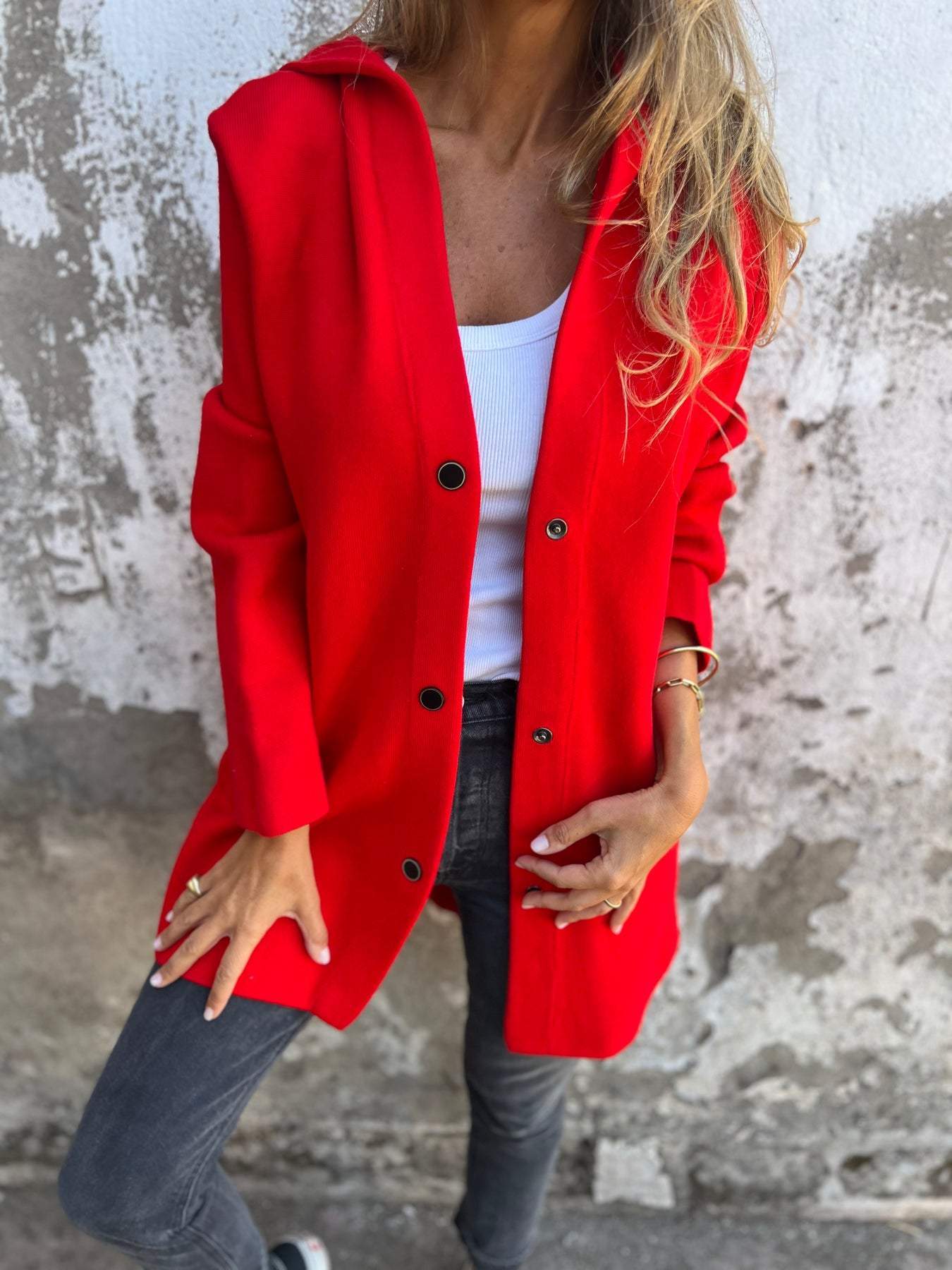GILET LONG CHIC À CAPUCHE