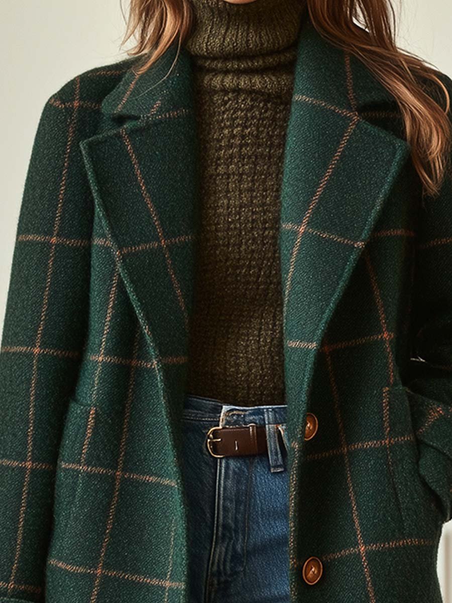 MANTEAU EFFET LAINE À CARREAUX