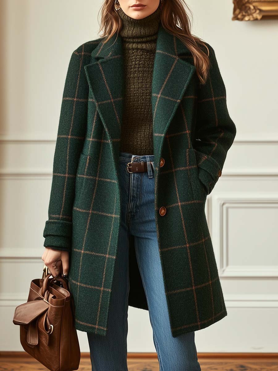 MANTEAU EFFET LAINE À CARREAUX