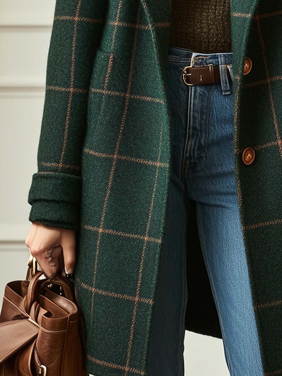 MANTEAU EFFET LAINE À CARREAUX
