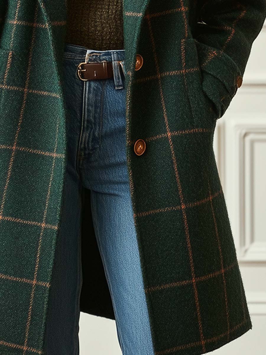 MANTEAU EFFET LAINE À CARREAUX
